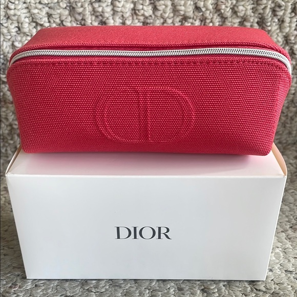 Dior Red Pencil Cosmetic Bag Red Canvas with Silver Zipper - Picture 2 of 7